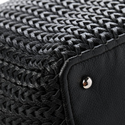 Chanel Calfskin Braided CC Tote Black 10 of 11