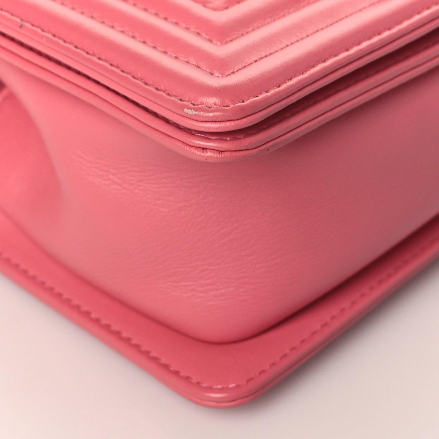 Calfskin Chevron Quilted Small Boy Flap Pink