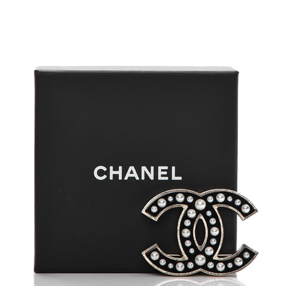Chanel Pearl Enamel CC Brooch Black Gold 5 of 5