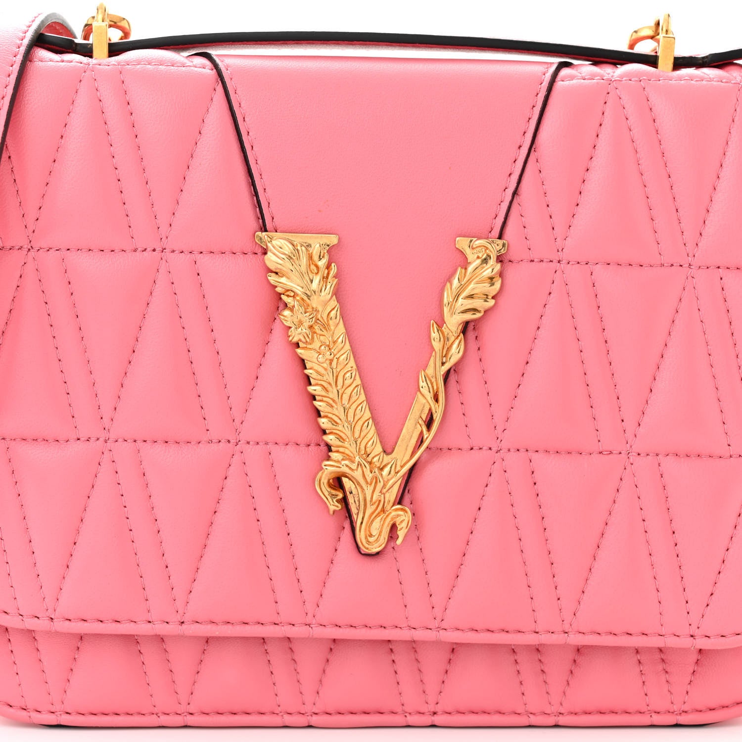 Versace Nappa Quilted Virtus Top Handle Shoulder Bag Blush 7 of 9