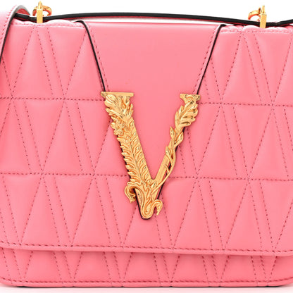 Versace Nappa Quilted Virtus Top Handle Shoulder Bag Blush 7 of 9