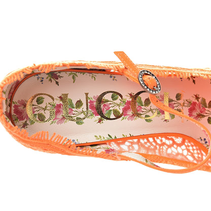 Gucci Lace Pizzo Venice Pumps 38.5 Orange Fluo 6 of 10