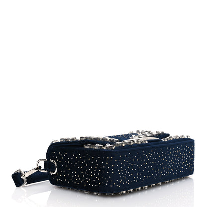 Fendi Velvet Crystal Embellished Baguette Midnight 4 of 11