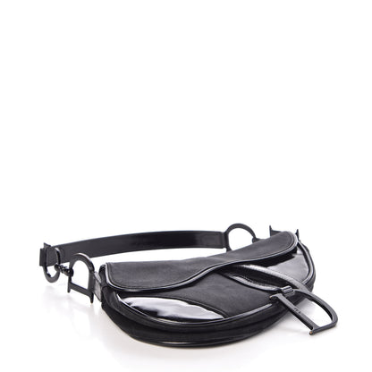 Christian Dior Canvas Patent Calfskin Saddle Bag Black 4 of 8
