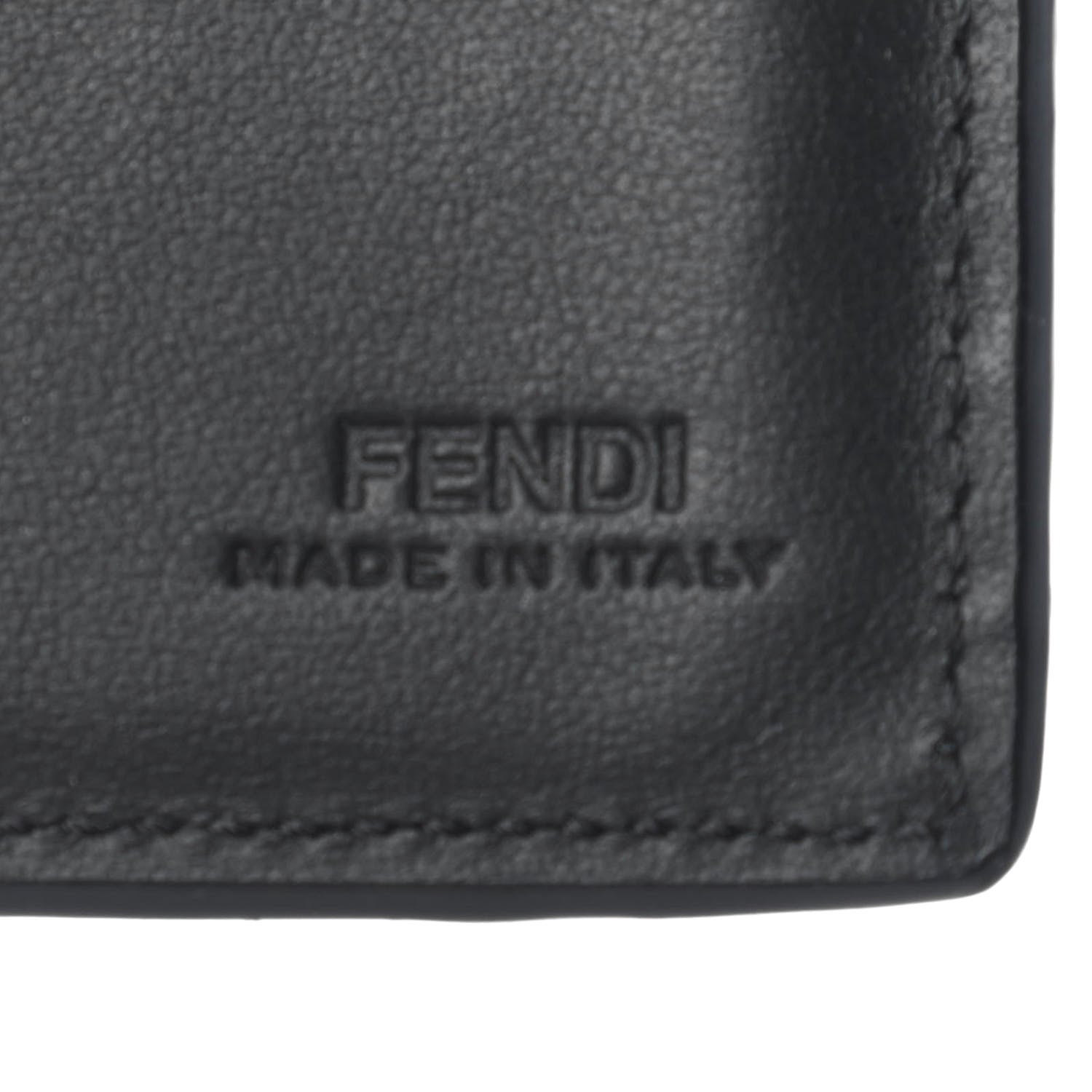 Fendi Calfskin Metal Monster Eyes Bi-fold Wallet Black 5 of 6