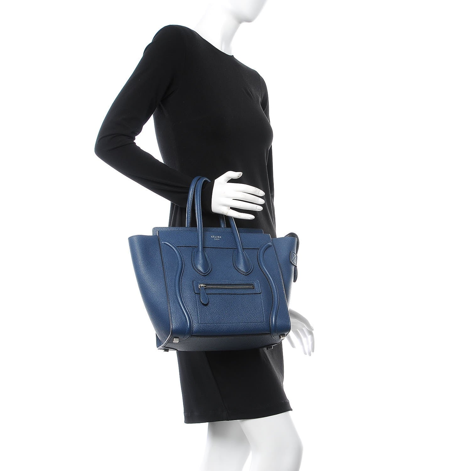 Celine Baby Drummed Calfskin Micro Luggage Petrol 2 of 9