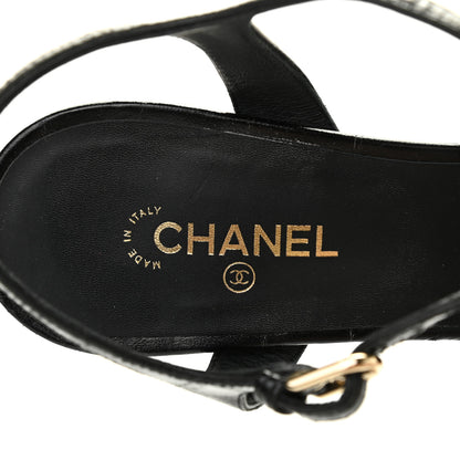 Chanel Calfskin Crocodile Embossed Sandals 39.5 Black 7 of 15