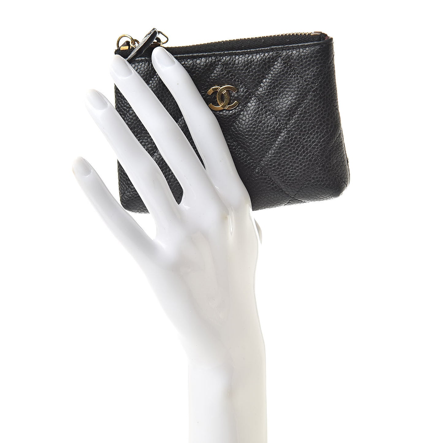 Caviar Quilted Key Holder Case Black