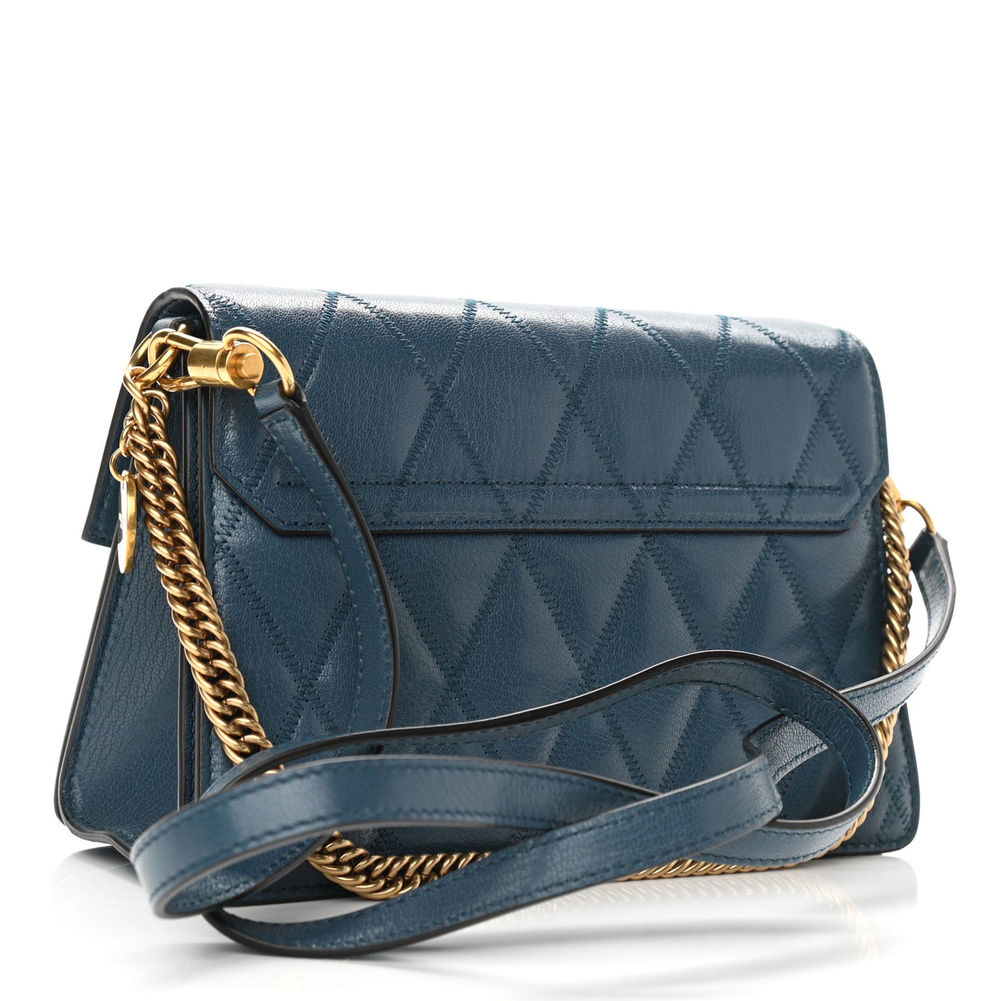 Goatskin Quilted Small GV3 Shoulder Bag Blue