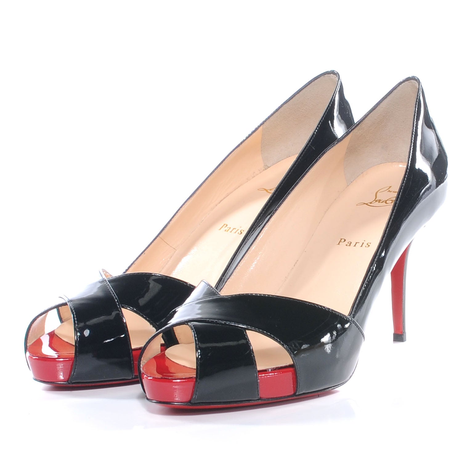 Christian Louboutin Patent Shelley 90 Pumps 41 Black Red 3 of 7