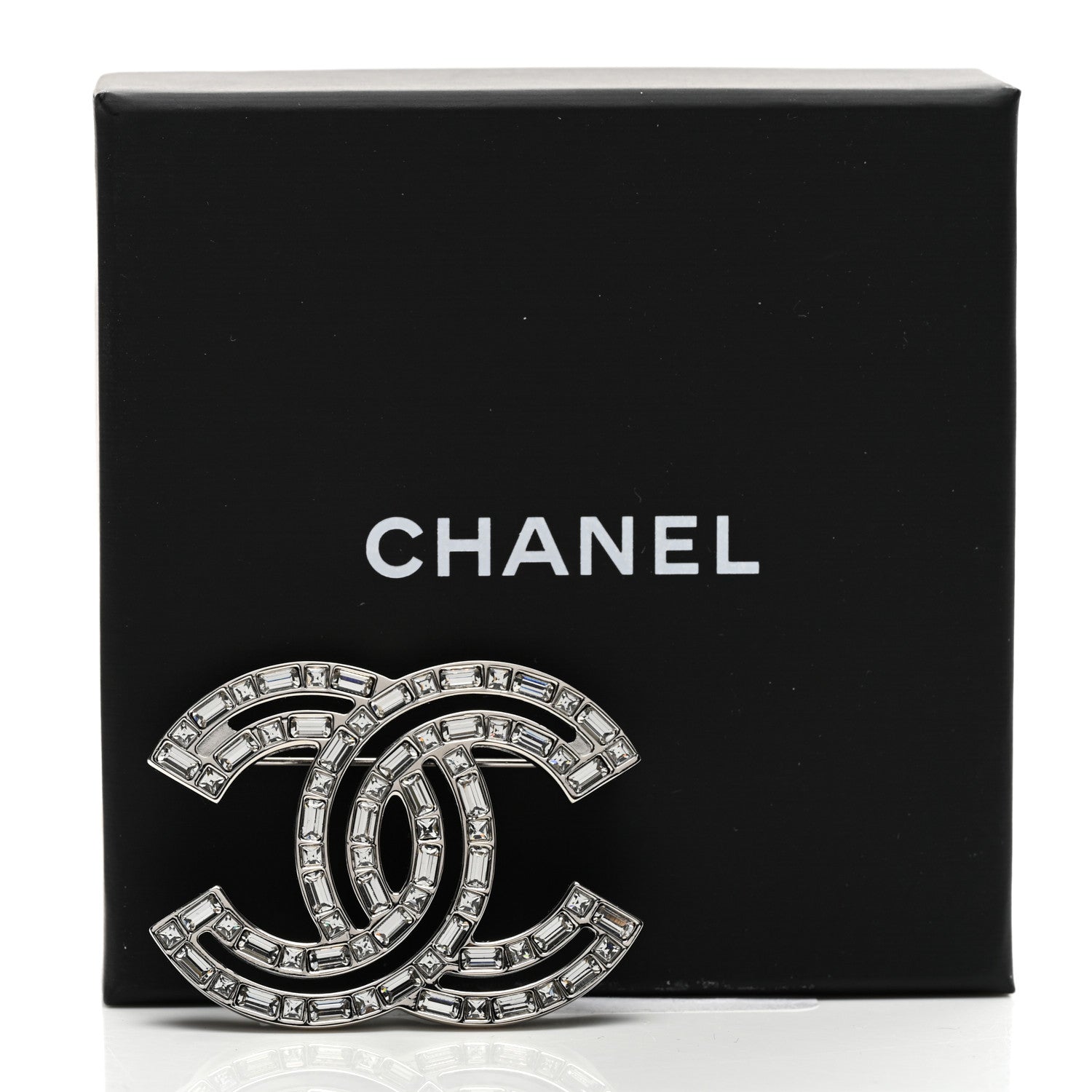 Chanel Baguette Crystal CC Brooch Silver 5 of 5