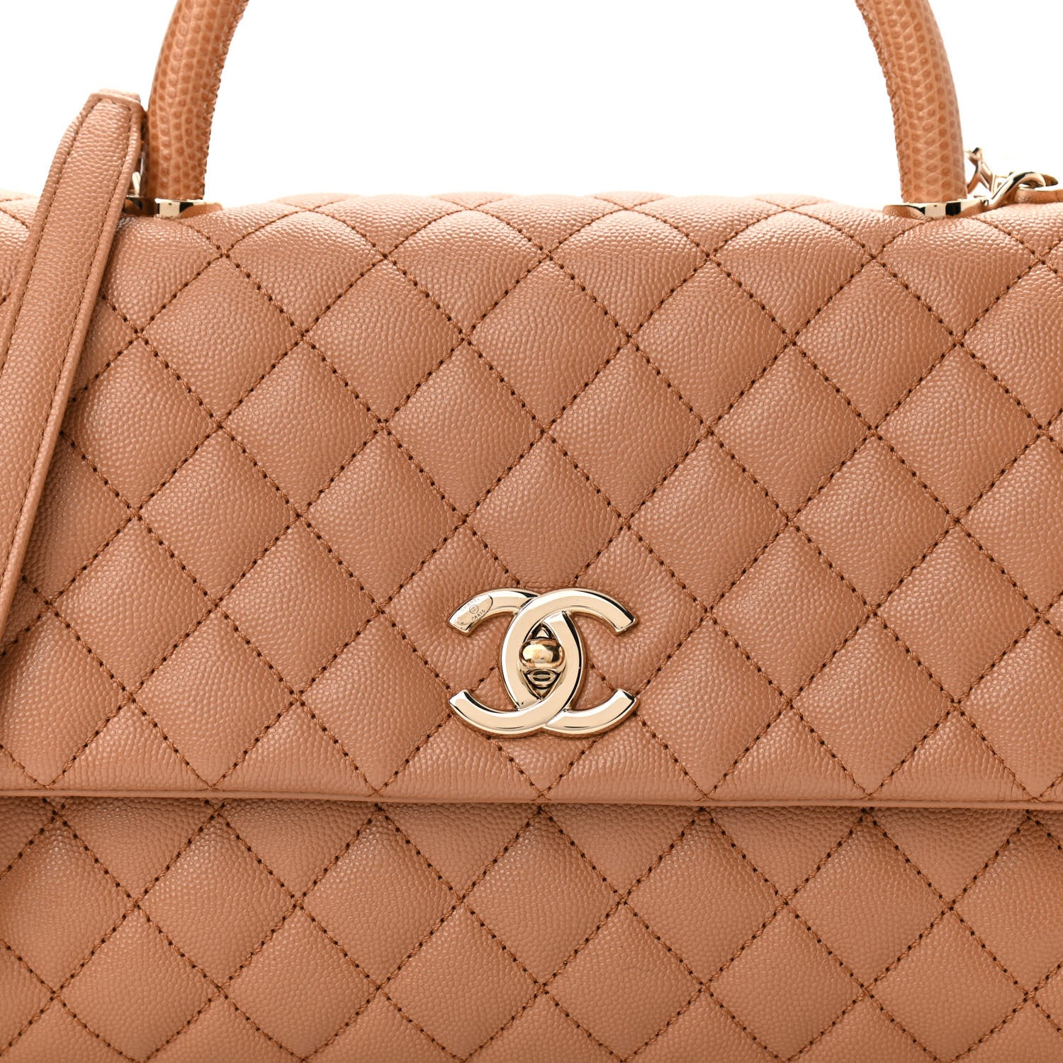 Chanel Caviar Quilted Lizard Embossed Small Coco Handle Flap Brown 8 of 10