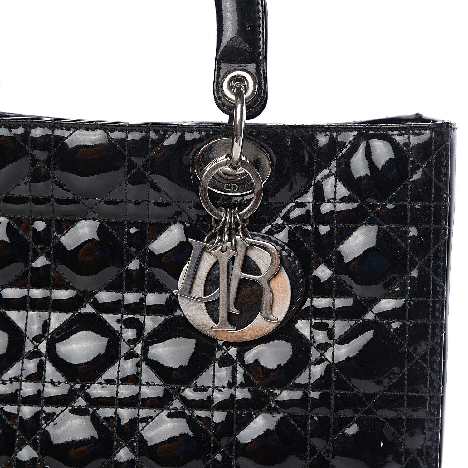Christian Dior Patent Cannage Large Whipstitch Lady Dior Black 7 of 9