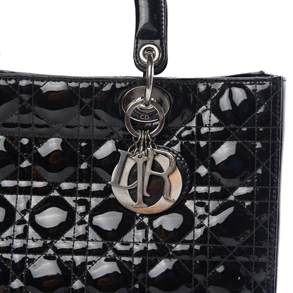Christian Dior Patent Cannage Large Whipstitch Lady Dior Black 7 of 9
