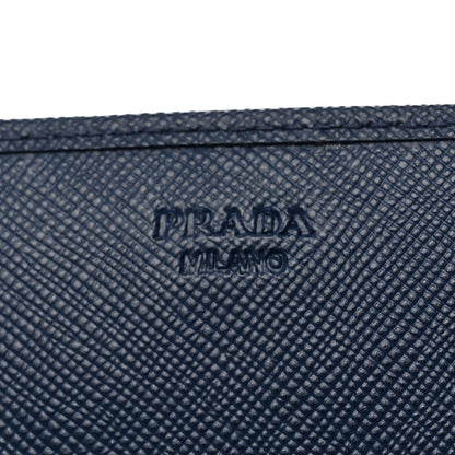 Prada Saffiano Metal Oro Chain Wallet Bleutte 6 of 7