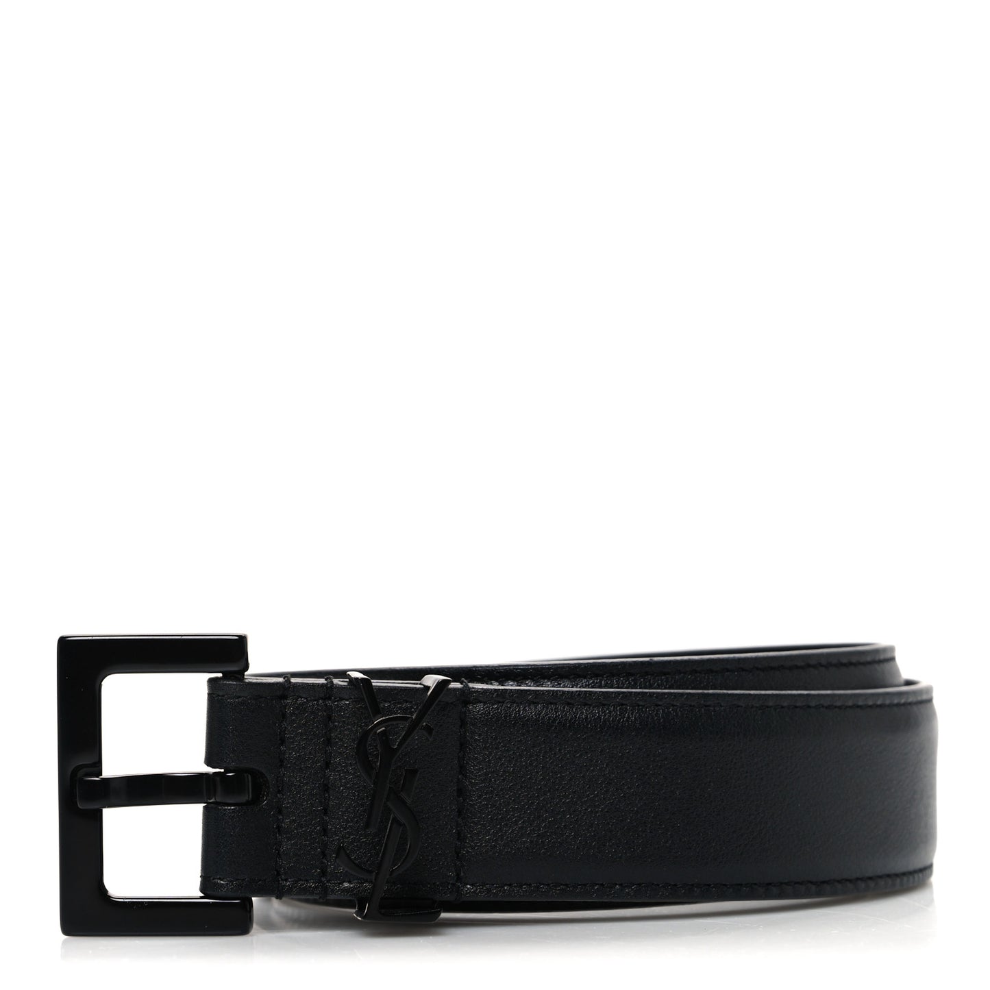 Box Laque Monochrome Monogram Square Buckle Belt 70 28 Black