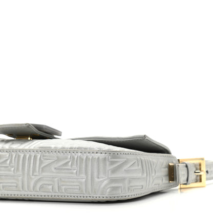 Fendi Nappa Logo Embossed Baguette Silver 8 of 9