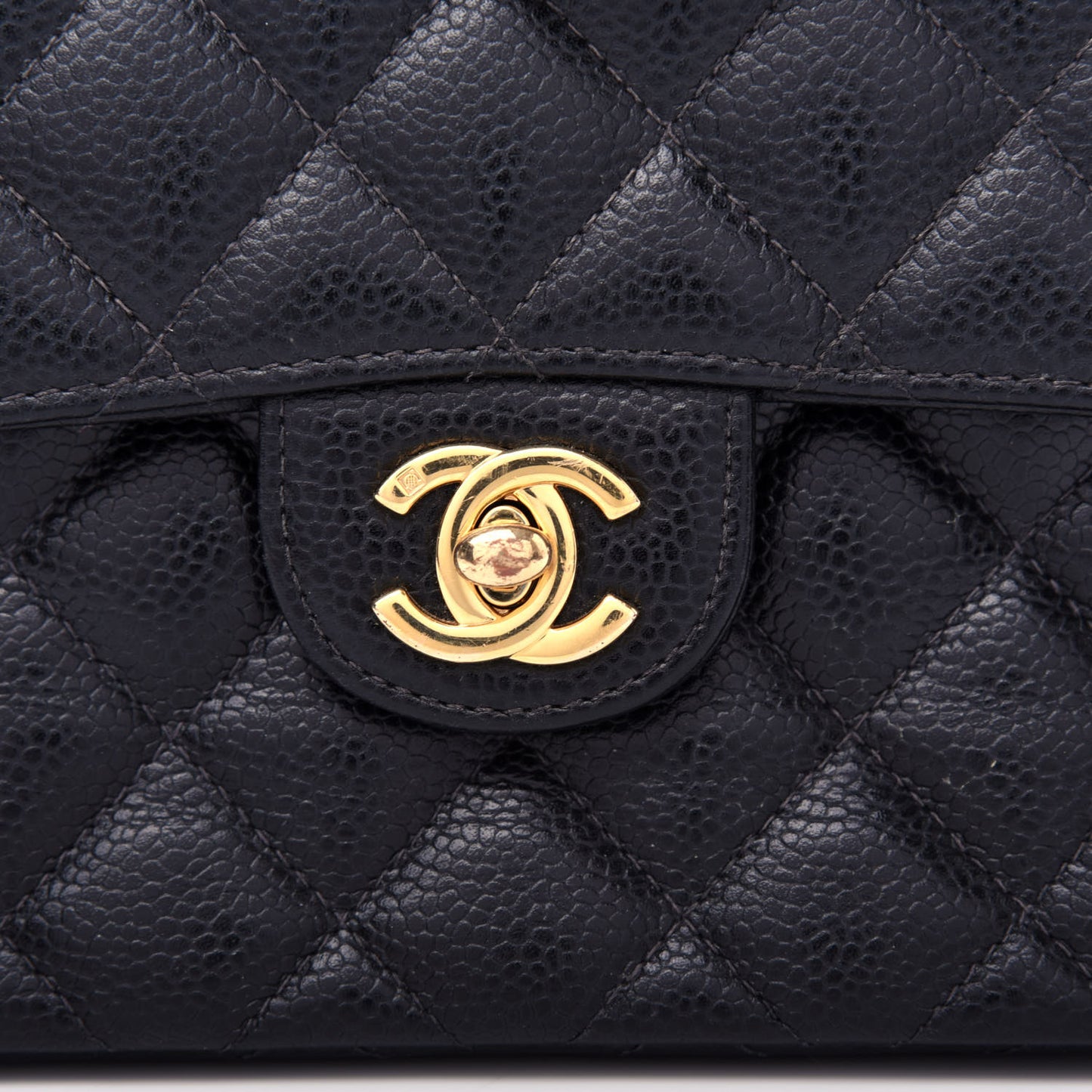Caviar Quilted Mini Square Flap Black
