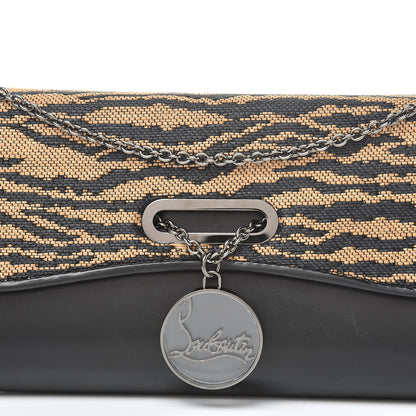 Christian Louboutin Calfskin Panama Tiger Riviera Clutch Black 8 of 17
