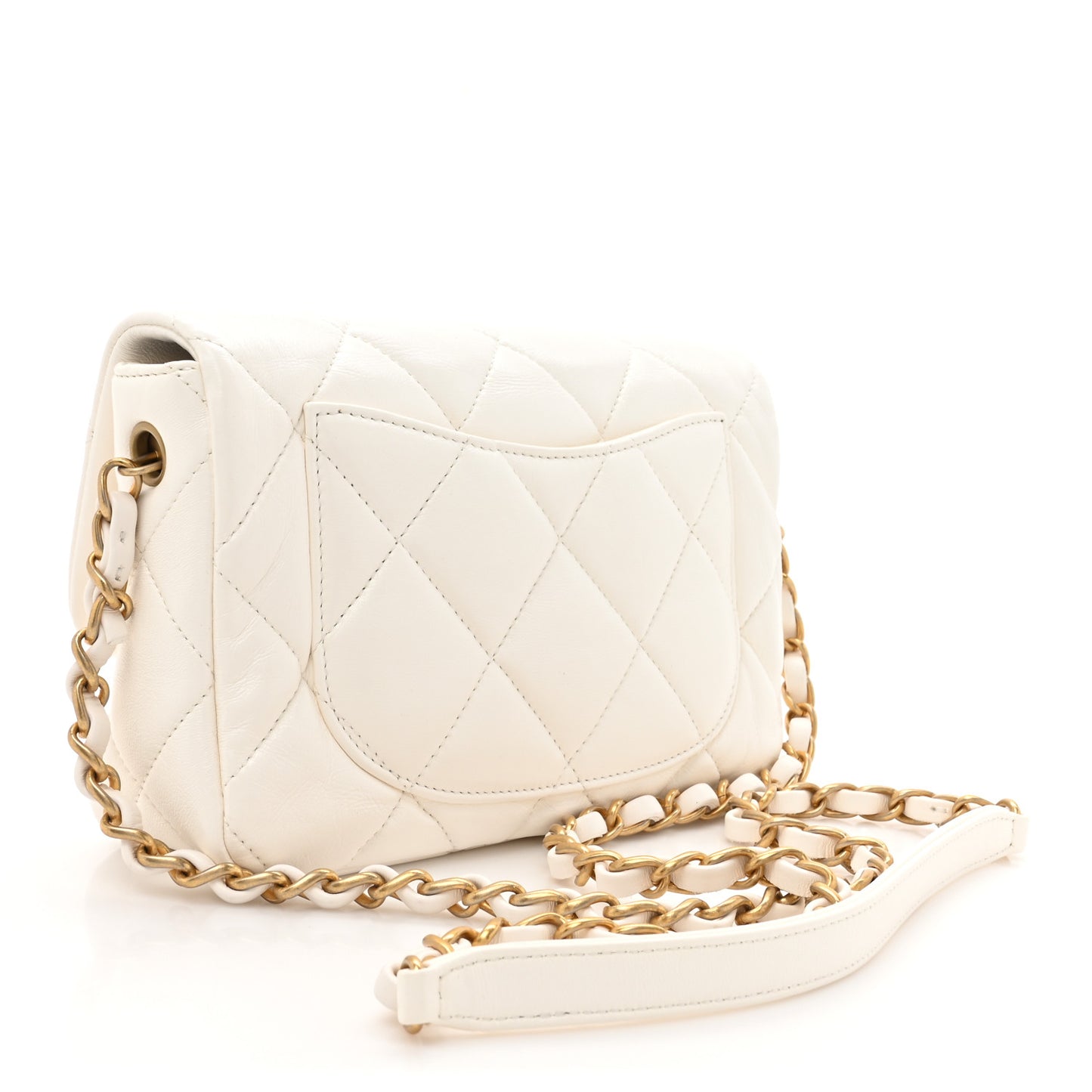 Lambskin Plexiglass Quilted Coco Love Flap White