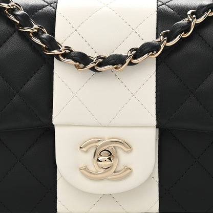 Chanel Lambskin Quilted Mini Rectangular Flap Black White 8 of 11