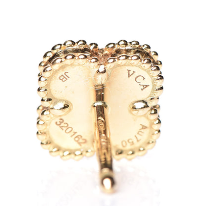 Van Cleef & Arpels 18K Yellow Gold Mother of Pearl Sweet Alhambra Earrings 4 of 5