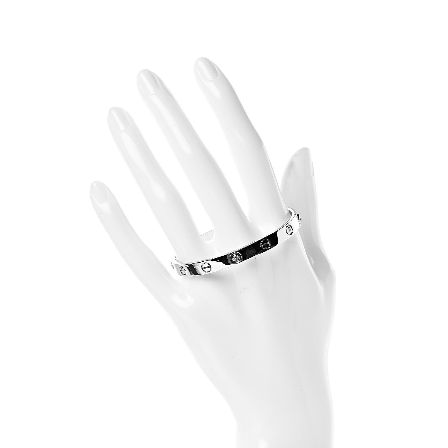 Cartier 18K White Gold 6 Diamond LOVE Bracelet 16 2 of 6