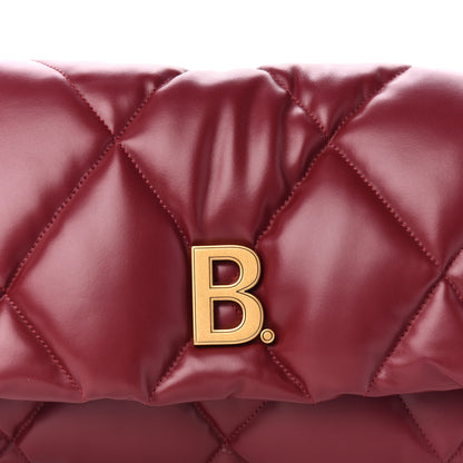 Balenciaga Nappa Calfskin Quilted Touch B Puffy Clutch Dark Red 10 of 10