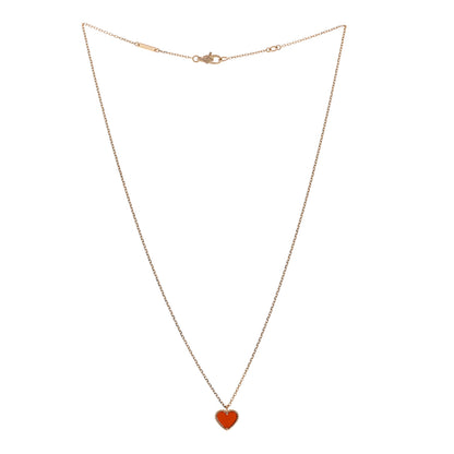 Van Cleef & Arpels 18k Rose Gold Carnelian Sweet Alhambra Heart Pendant Necklace 3 of 6