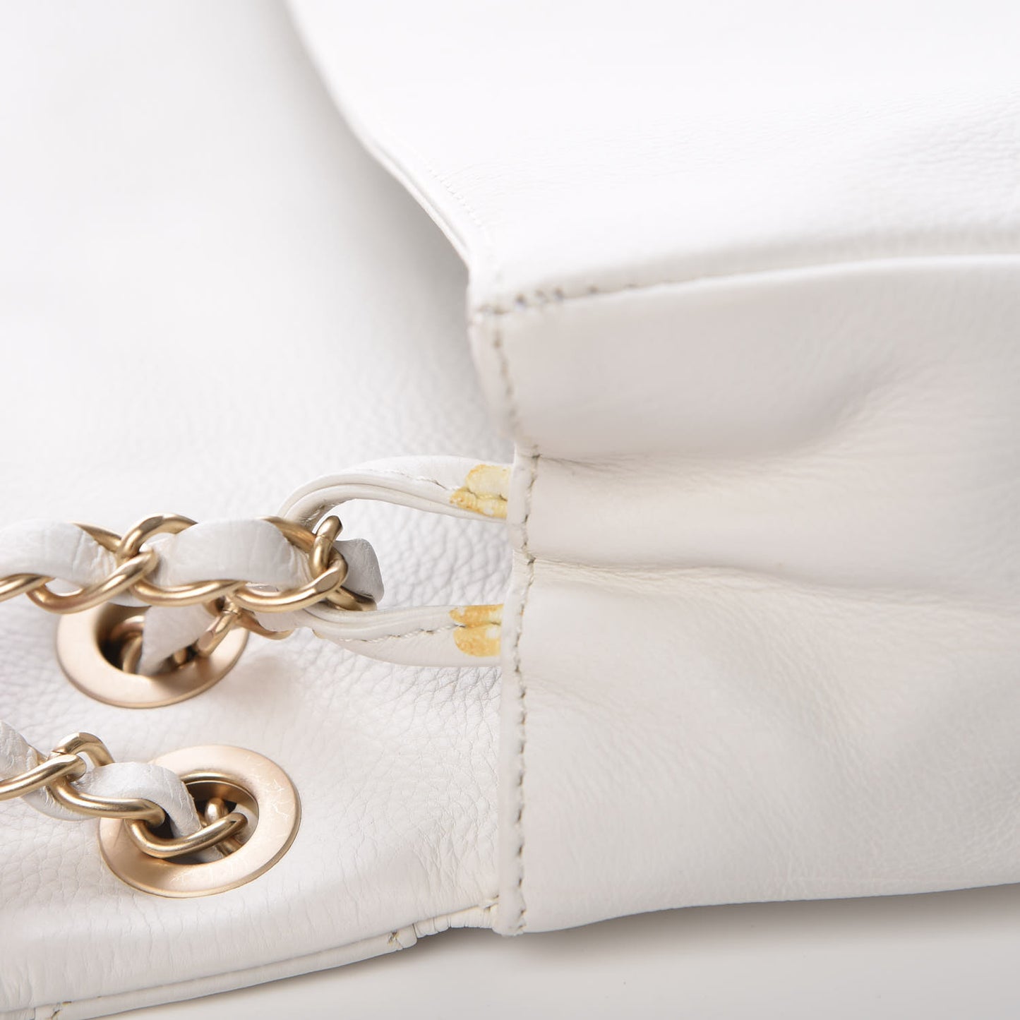 Calfskin Metal Mosaic Flap White