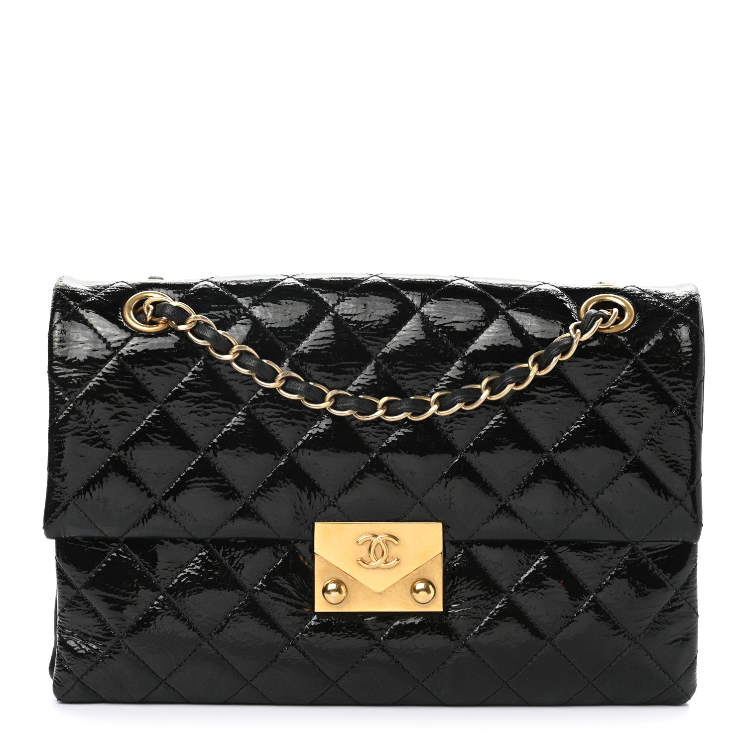 Chanel Patent Goatskin Quilted 3 Pocket Accordion Flap Black 1 of 10
