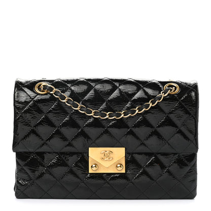 Chanel Patent Goatskin Quilted 3 Pocket Accordion Flap Black 1 of 10