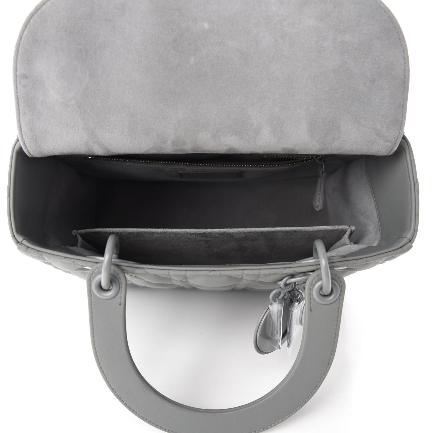 Ultra Matte Calfskin Cannage Medium Lady Dior Grey Stone