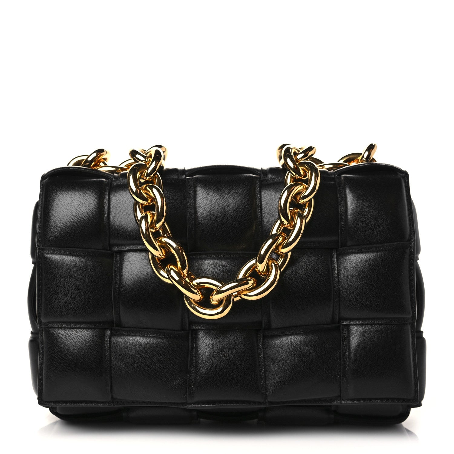 Bottega Veneta Lambskin Maxi Intreccio Padded Chain Cassette Crossbody Bag Black 1 of 7