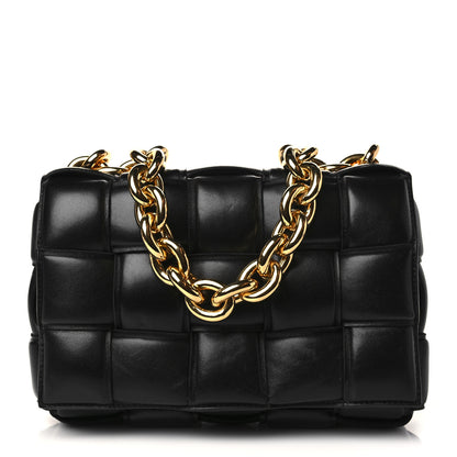 Bottega Veneta Lambskin Maxi Intreccio Padded Chain Cassette Crossbody Bag Black 1 of 7