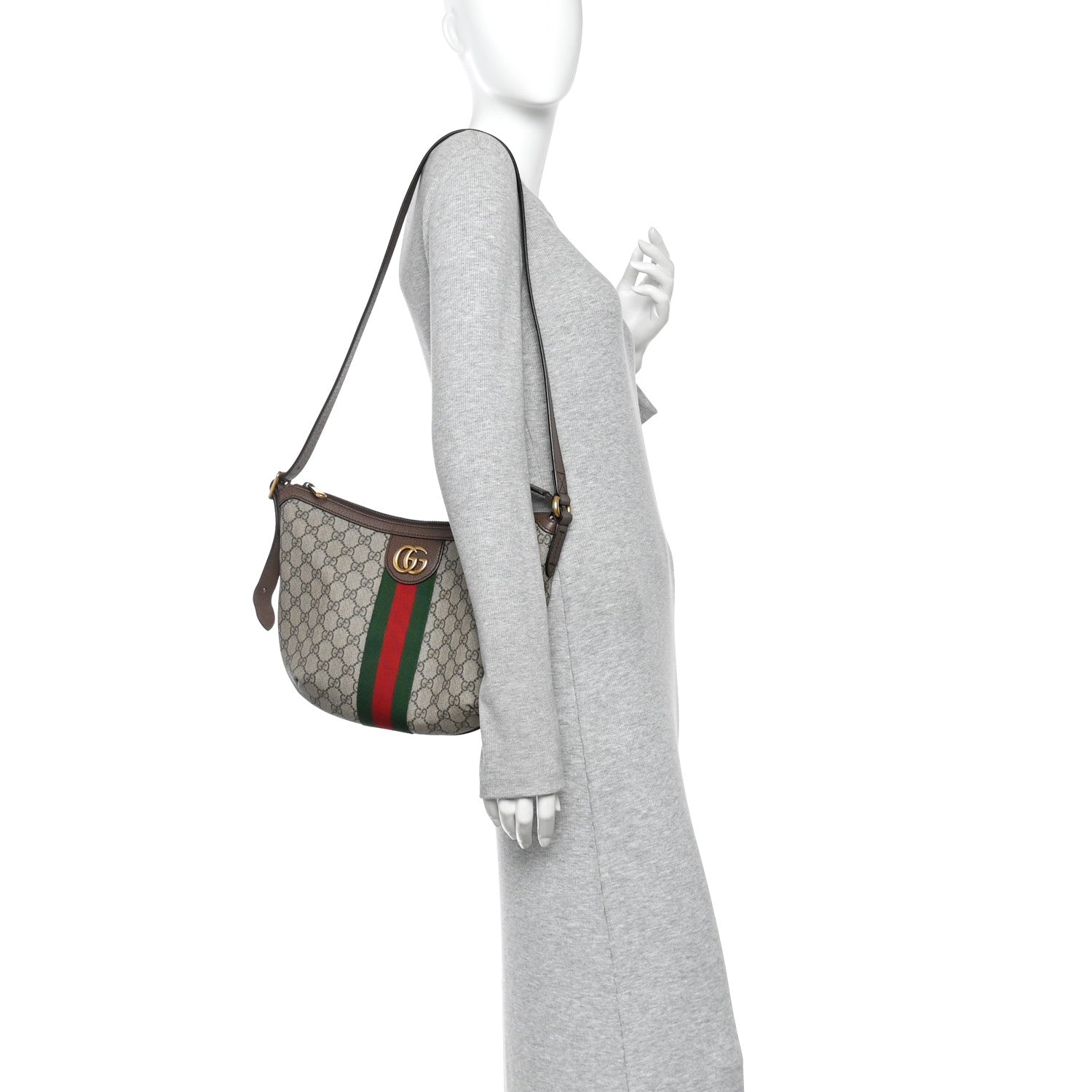 Gucci GG Supreme Monogram Web Small Ophidia Half Moon Hobo Brown 2 of 12