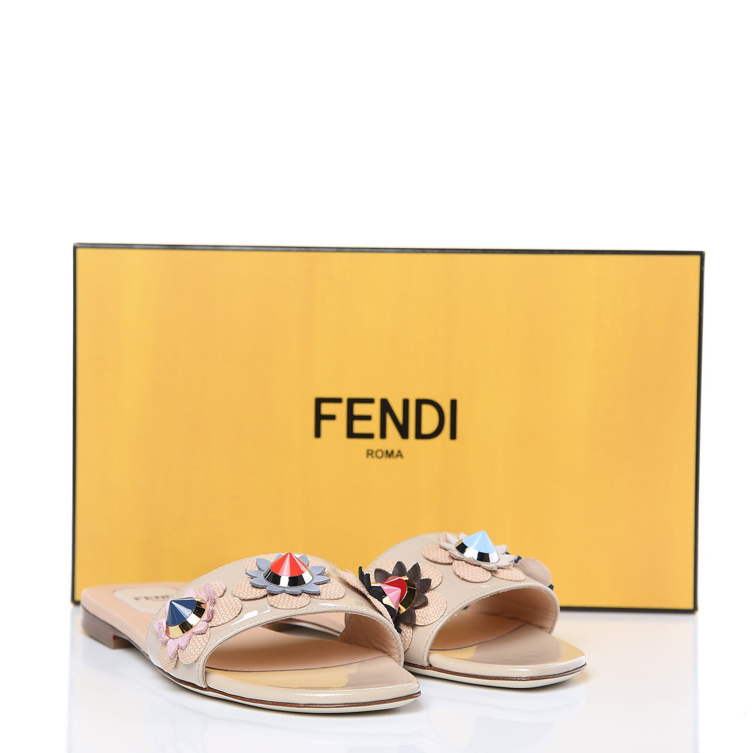 Fendi Calfskin Flowerland Flat Slide Sandals 36 Cappucino 8 of 8