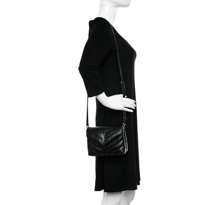Saint Laurent Calfskin Y Quilted Monogram Toy Loulou Crossbody Bag Black 2 of 10