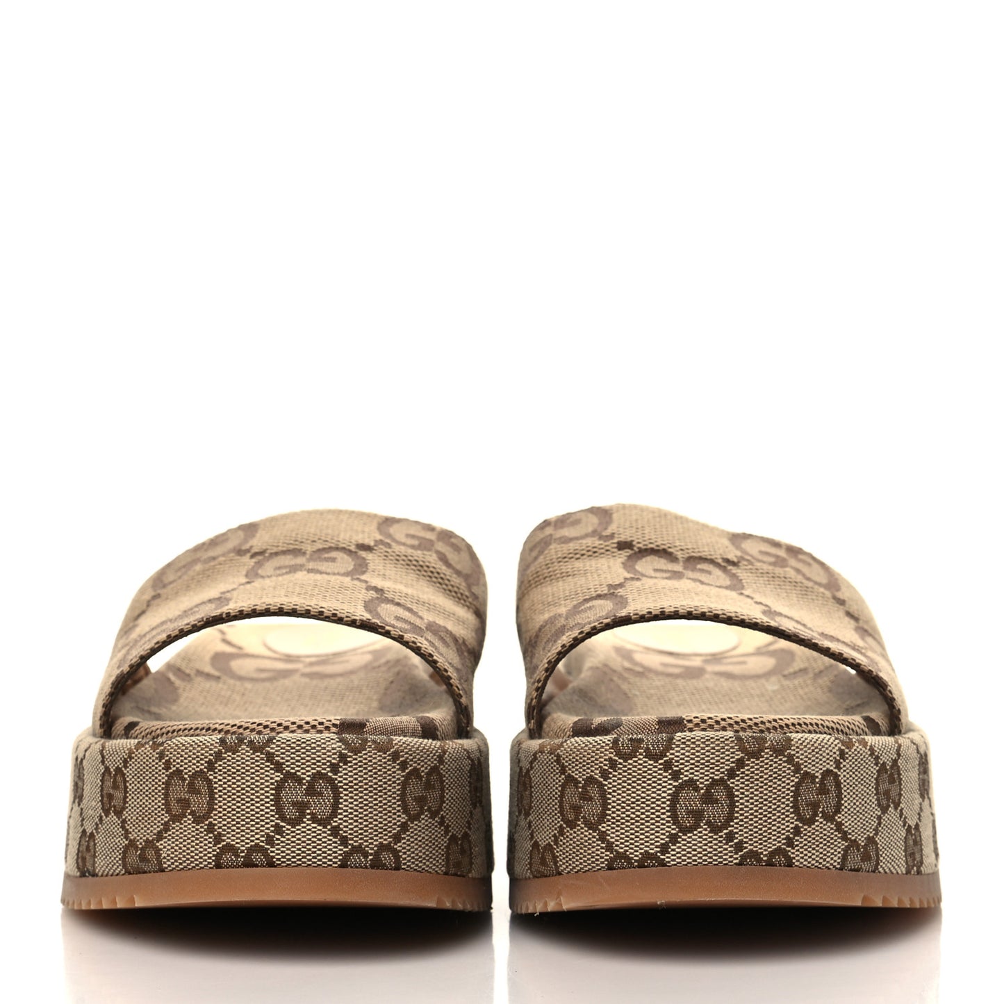 Monogram Maxi GG Angelina Platform 55mm Slide Sandals 40.5 Camel Ebony