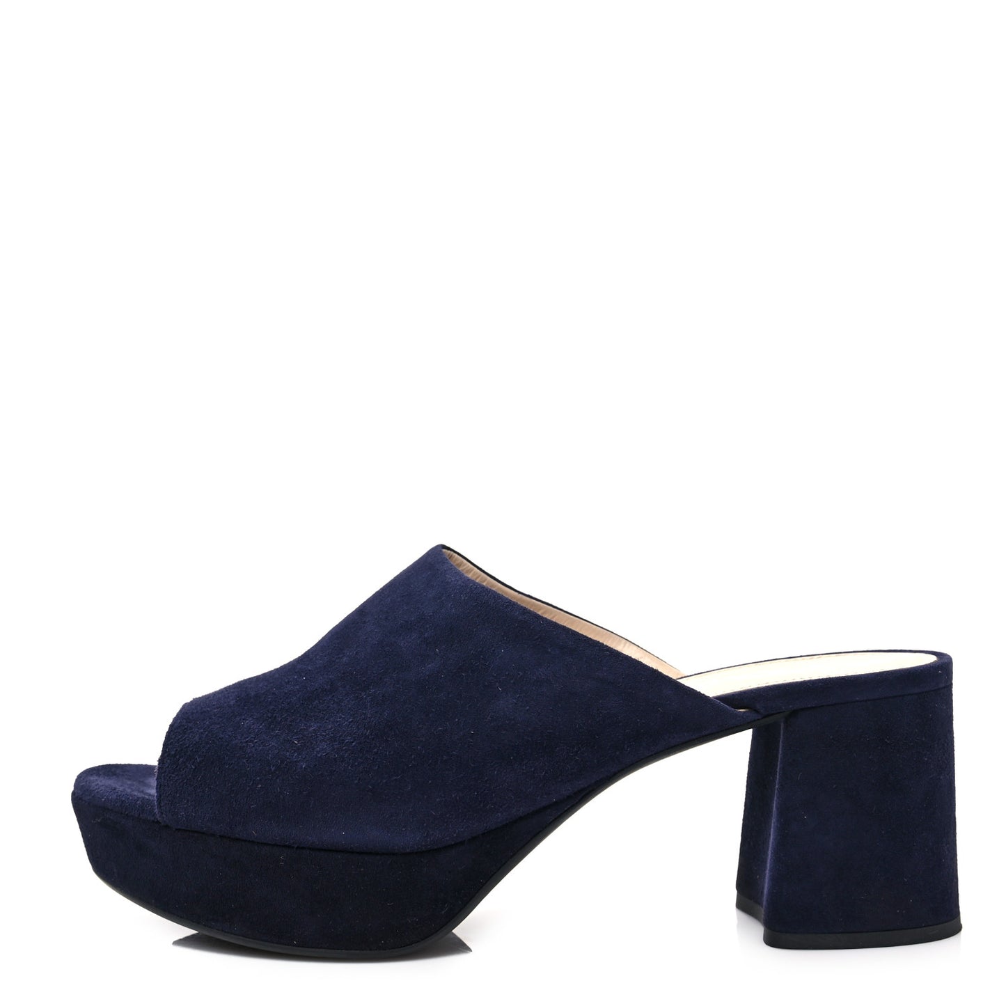 Camoscio Platform 65mm Slide Sandals 37.5 Blue