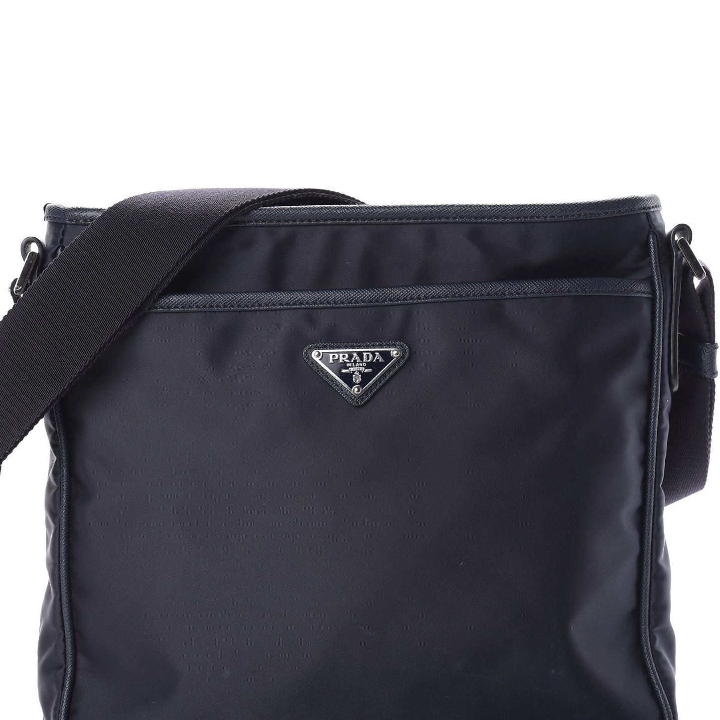 Tessuto Nylon Saffiano Flat Messenger Bag Baltico