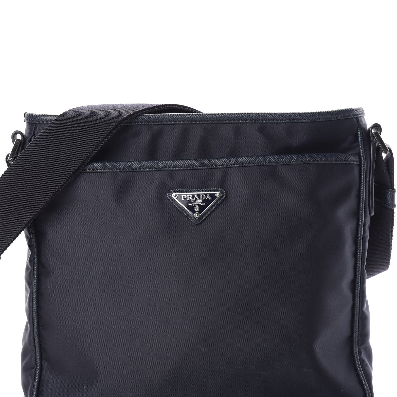 Prada Tessuto Nylon Saffiano Flat Messenger Bag Baltico 15 of 15