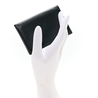 Hermes Epsom Horseshoe Calvi Card Case Vert Cypress Capucine 2 of 7