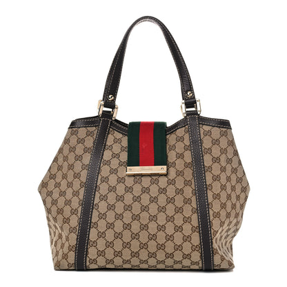 Gucci Monogram New Ladies Web Tote Dark Brown 1 of 24