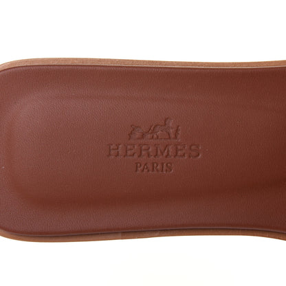 Hermes Box Calfskin Oran Sandals 36.5 Gold 4 of 5