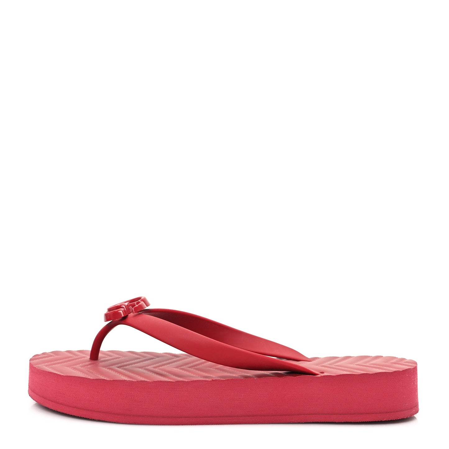 Rubber Chevron Womens GG Thong Sandals 40 Red