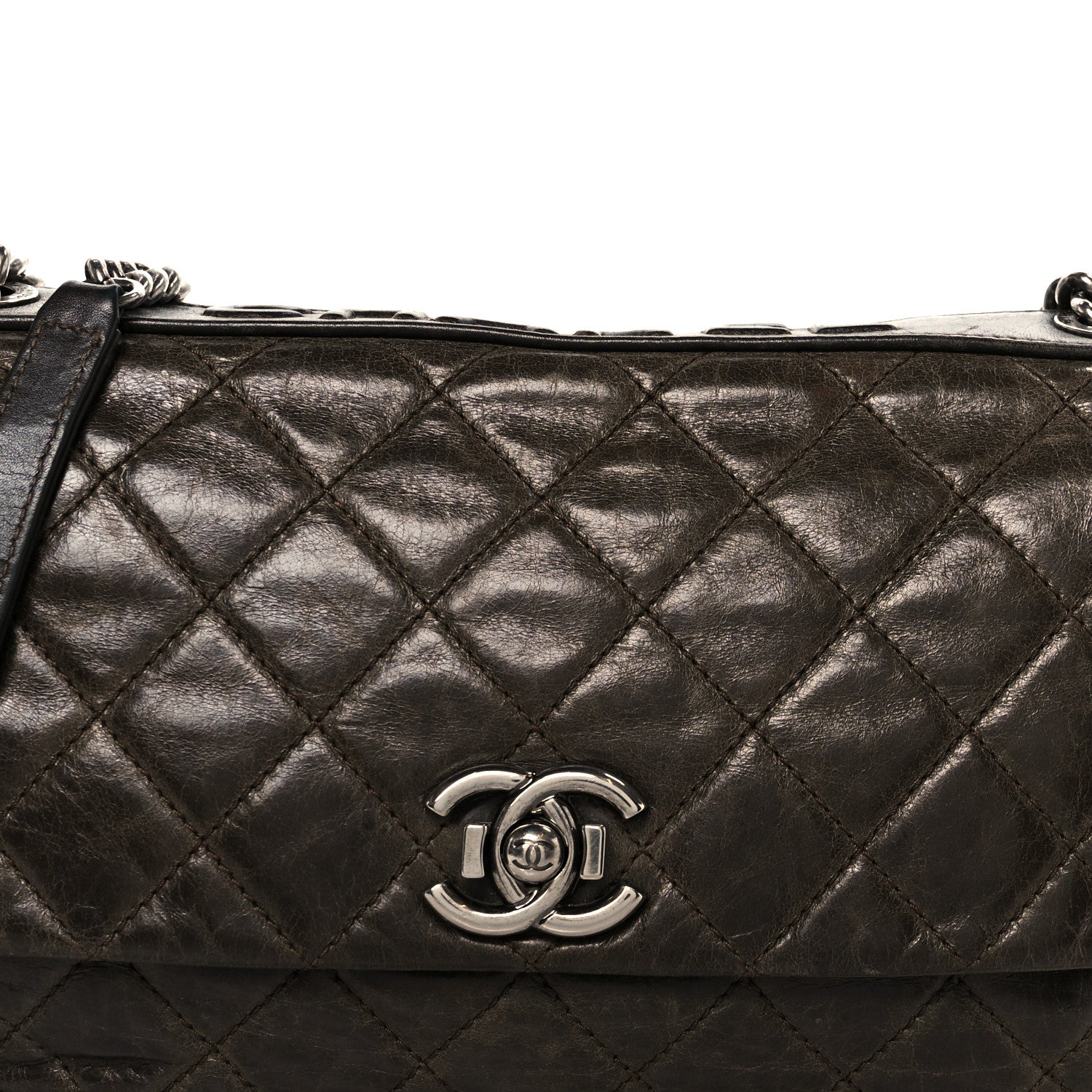 【CHANEL】 Chanel Aged Calfskin Quilted Accordion CC Flap Dark Brown 1788370