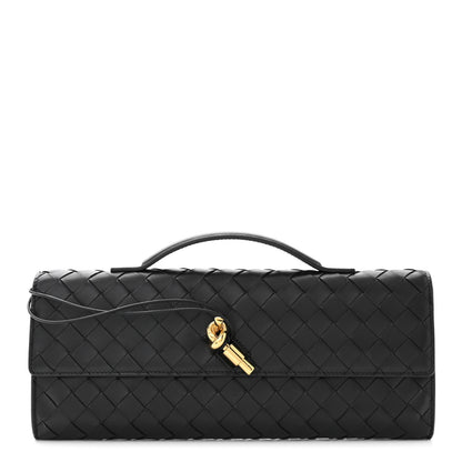 Bottega Veneta BOTTEGA VENETA Nappa Intrecciato Long Andiamo Top Handle Clutch Black 1 of 10