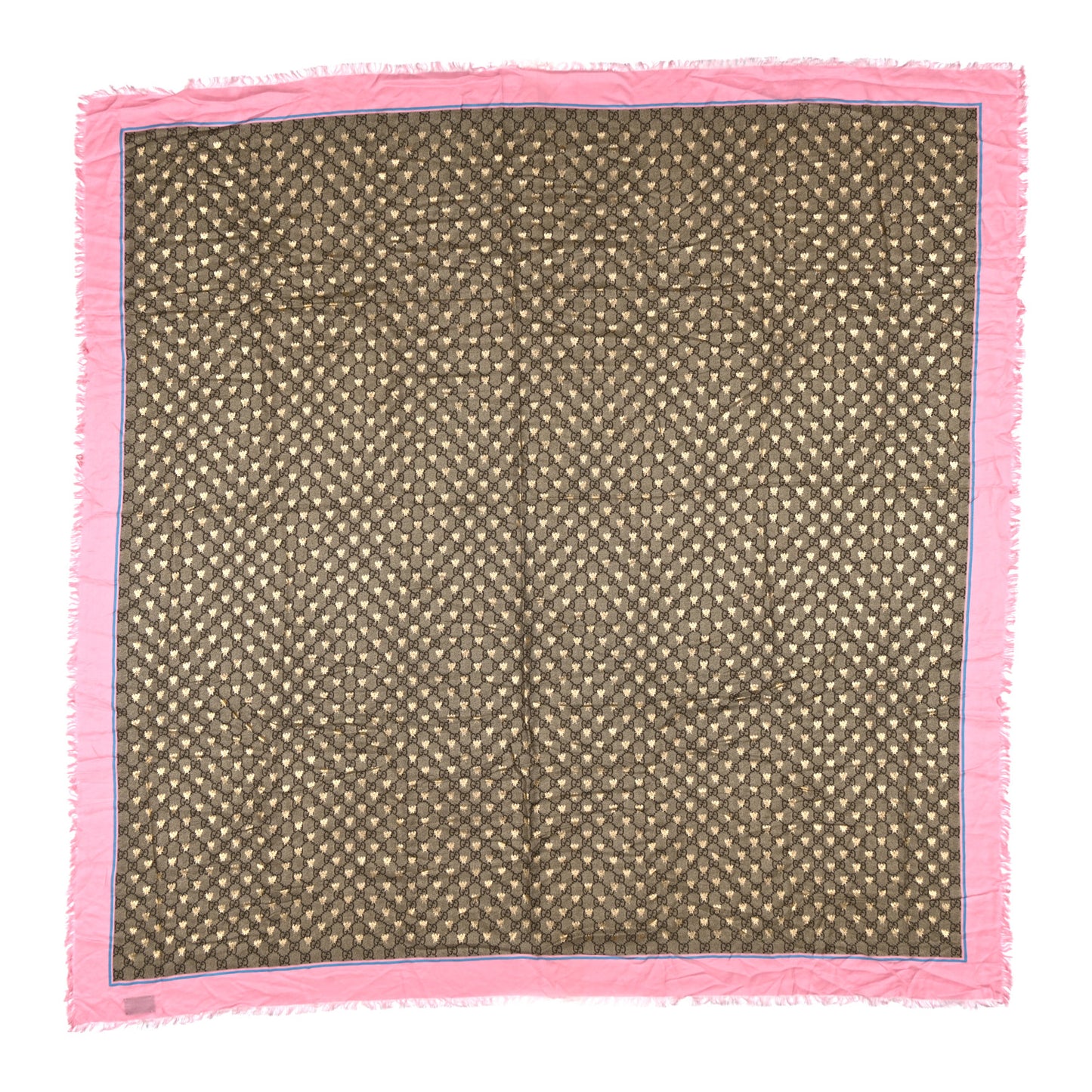 Silk Twill GG Monogram Bee Scarf Roseate Sky Blue