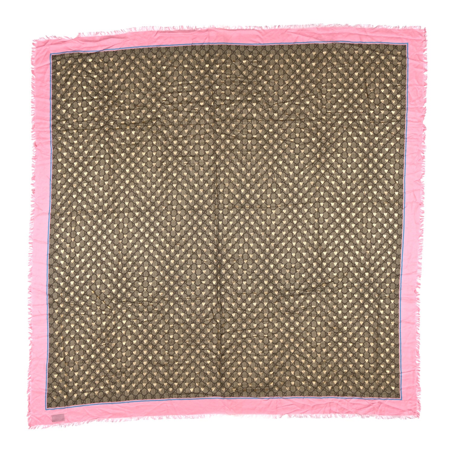 Gucci Silk Twill GG Monogram Bee Scarf Roseate Sky Blue 1 of 3